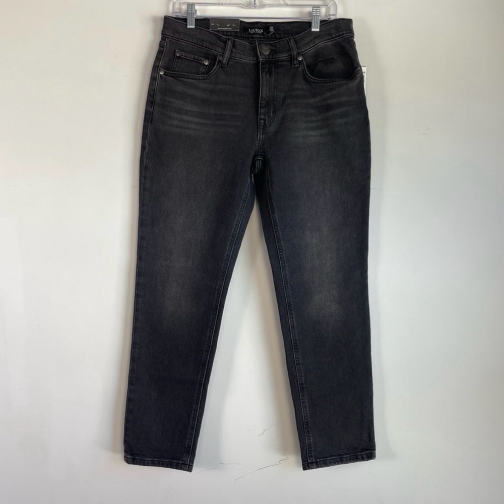 NWT Lauren Ralph Lauren Relaxed‎ Taper Jeans Size 28 NEW Black Comfort Stretch